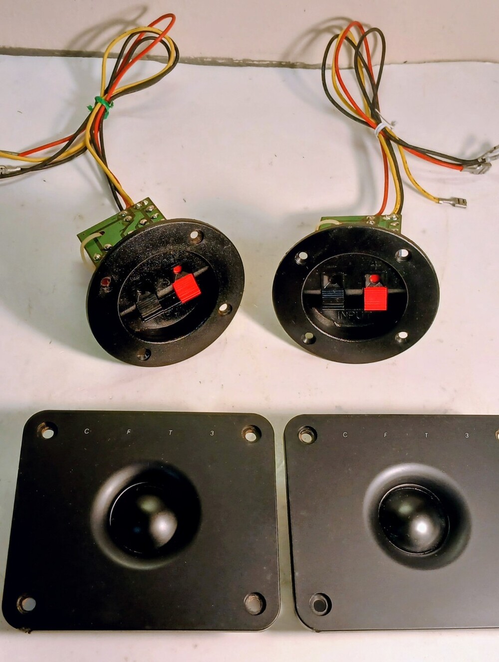 Pair Boston Acoustics CFT3 Poly Dome 1" Tweeters w/Crossovers & Terminals Tested